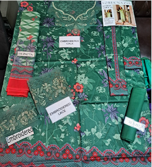 IU Collection IU-S-019-lawn Neckline Full Embroidered 3Pc Lawn Sobia Nazir