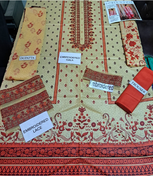 IU Collection IU-S-020-lawn Neckline Full Embroidered 3Pc Lawn Sobia Nazir