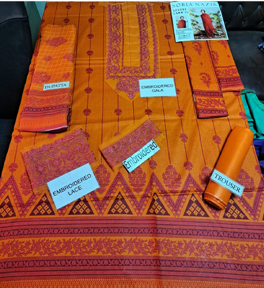 IU Collection IU-S-022-lawn Neckline Full Embroidered 3Pc Lawn Sobia Nazir