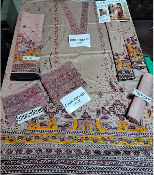 IU Collection IU-S-023-lawn Neckline Full Embroidered 3Pc Lawn Sobia Nazir