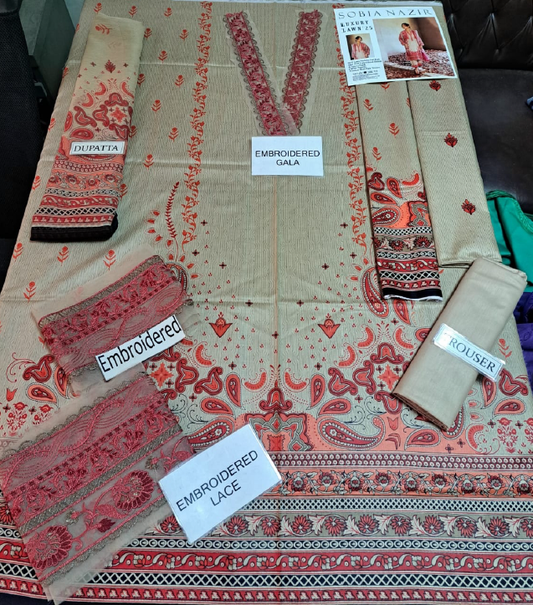 IU Collection IU-S-024-lawn Neckline Full Embroidered 3Pc Lawn Sobia Nazir