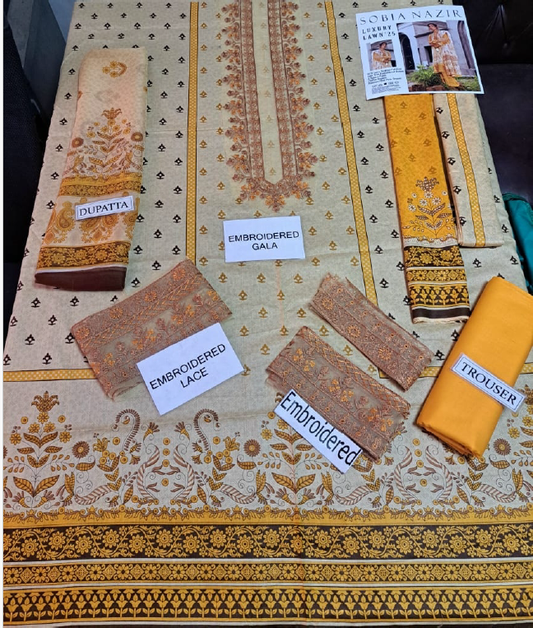 IU Collection IU-S-015-lawn Neckline Full Embroidered 3Pc Lawn Sobia Nazir