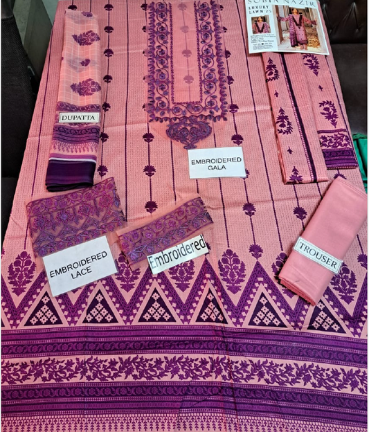 IU Collection IU-S-017-lawn Neckline Full Embroidered 3Pc Lawn Sobia Nazir