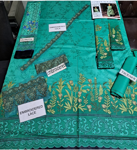 IU Collection IU-S-018-lawn Neckline Full Embroidered 3Pc Lawn Sobia Nazir