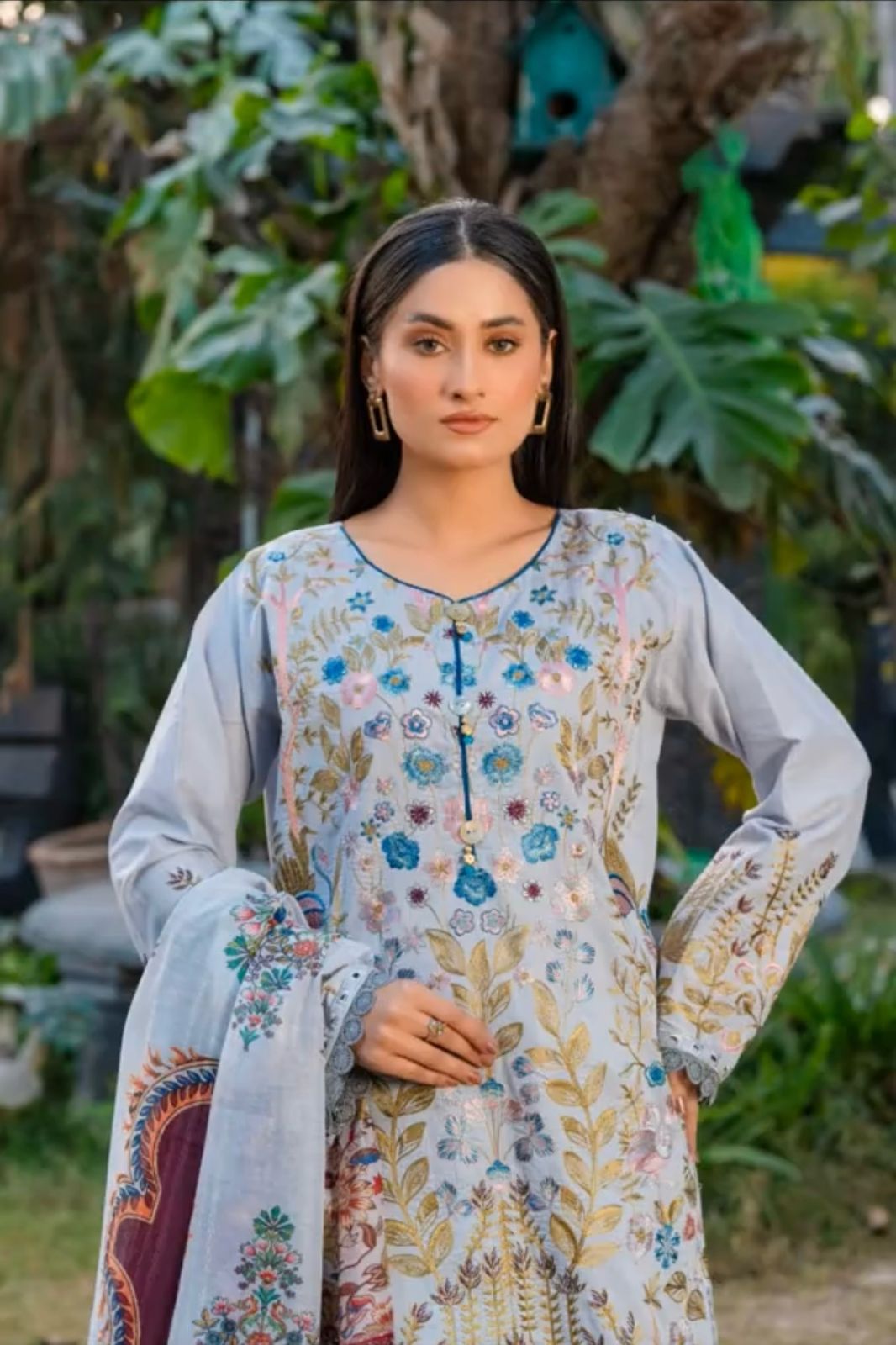 IU Collection IU-S-005-Embroidered Bana Dora 3Pc MARIA.B. Summer Festive Collection.