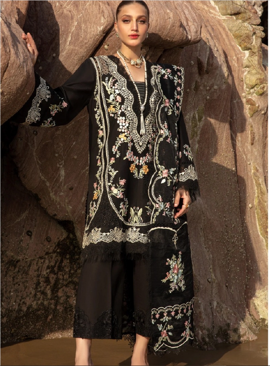 IU Collection IU-S-014-Embroidered Chicken Kari Boring 3Pc Lawn Crimson