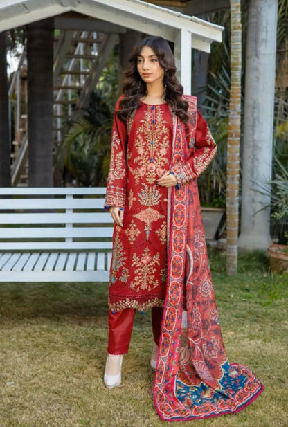 IU Collection IU-S-004-Embroidered Bana Dora 3Pc MARIA.B. Summer Festive Collection.