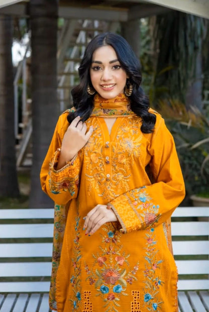 IU Collection IU-S-002-Embroidered Bana Dora 3Pc MARIA.B. Summer Festive Collection.